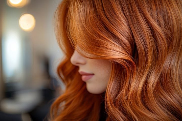 COPPER-PUMPKIN-CUIVRE-AUTOMNE-2025 Couleur cuivre copper pumpkin automne 2025 en salon de coiffure Mylaa Evans