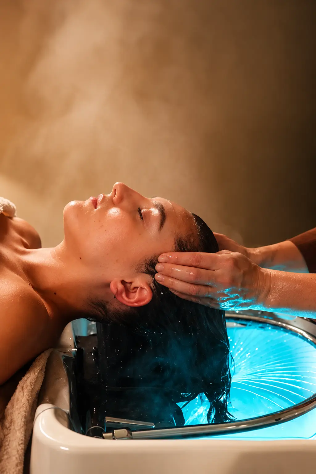 Massage des tempes pendant un Head Spa
